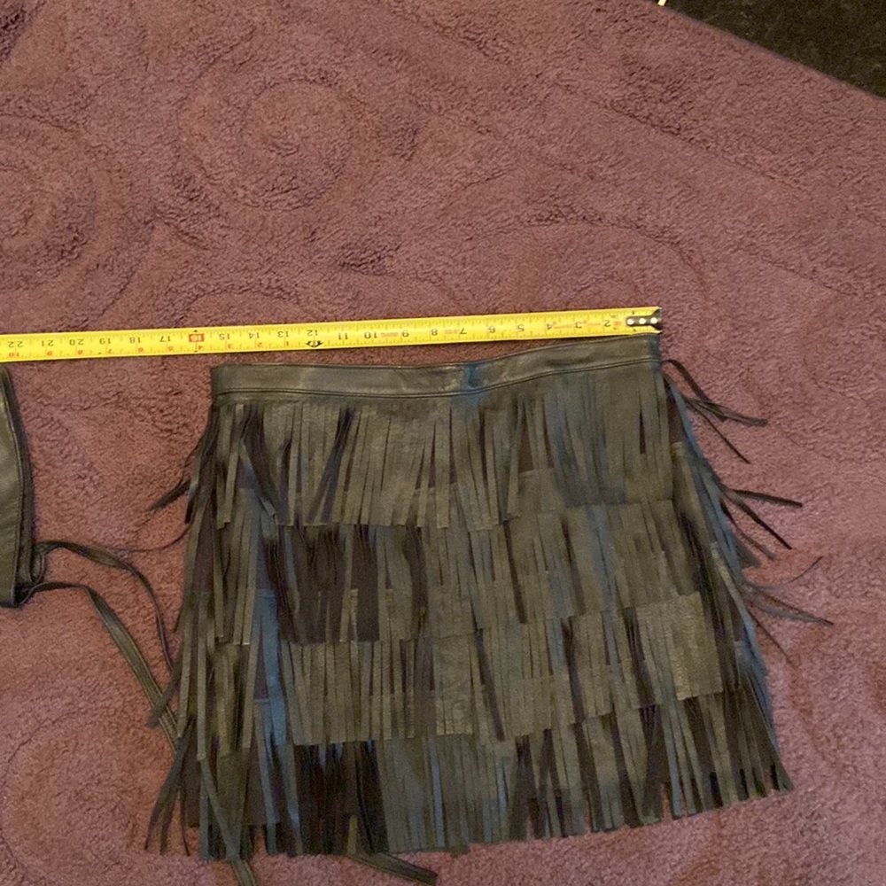 Zara Basic Fringed Leather Skirt - Picture 11 of 12